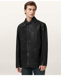 AllSaints - Toulouse Single Breasted Leather Coat - Lyst