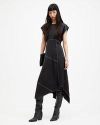 AllSaints - Agnes Panelled Asymmetric Maxi Dress, - Lyst