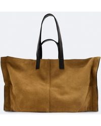 AllSaints - Lutece Reversible Suede Tote Bag - Lyst