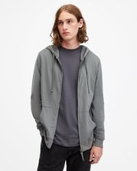 AllSaints - Brace Zip Up Brushed Cotton Hoodie - Lyst