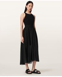 AllSaints - Zenia Sleeveless Asymmetric Midi Dress - Lyst