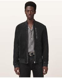 AllSaints - Kemble Suede Bomber Jacket - Lyst