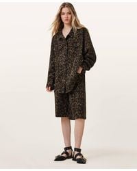 AllSaints - Willow Leopard Print Denim Jacket - Lyst