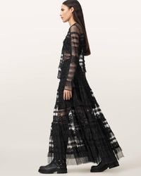 AllSaints - Polyester Arlea Tulle Maxi Skirt, /Us 2 - Lyst