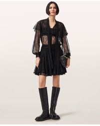 AllSaints - Polyester Athena Lace Mini Skirt, /Us 2 - Lyst