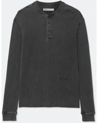 AllSaints - Raine Waffle-Knit Long-Sleeve Henley Top - Lyst