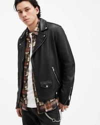 AllSaints - Milo Asymmetric Zip Leather Biker Jacket - Lyst