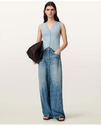 AllSaints - Lyocell Jett Barrel Leg Illusion Of Denim Trousers, /Us 0 - Lyst