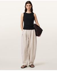 AllSaints - Cotton Becca Barrel Leg Denim Camo Trousers, /Us 0 - Lyst