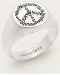 AllSaints - Leon Sterling Peace Engraved Ring - Lyst