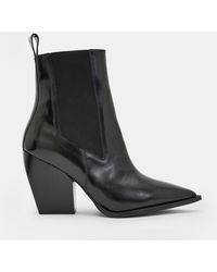 AllSaints - Ria Pointed Leather Heeled Boots, - Lyst