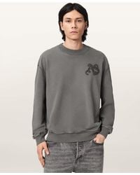 AllSaints - Insignia Crew Neck Cotton Sweatshirt - Lyst