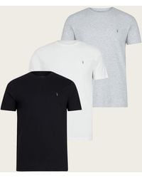 AllSaints - Men's Cotton Slim Fit Pack Of 3 Tonic Crew T-shirts White Black And Grey Size: M - Lyst