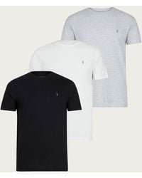 AllSaints - Men's Cotton Slim Fit Pack Of 3 Tonic Crew T-shirts White Black And Grey Size: M - Lyst