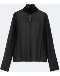AllSaints - Kumi High-Neck Silk Top - Lyst