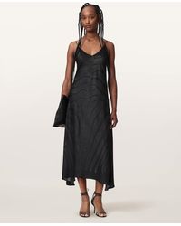 AllSaints - Leona V-Neck Maxi Slip Dress - Lyst