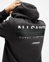 AllSaints - Redact Embroidered Logo Relaxed Hoodie - Lyst