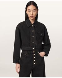 AllSaints - Blink Cropped Denim Jacket - Lyst