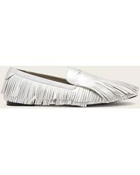 AllSaints - Leather Sandy Metallic Fringe Loafers, /Us 6/Eu 36 - Lyst