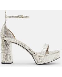 AllSaints - Zig Snake Leather Platform Heel Sandal - Lyst