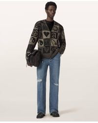 AllSaints - Travis Jacquard Cardigan - Lyst