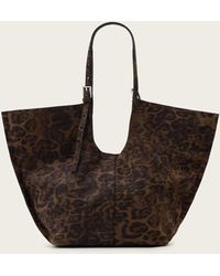 AllSaints - Ara Leopard Print Suede Tote Bag - Lyst