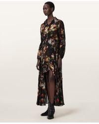 AllSaints - Maria Relaxed Fit Floral Midi Dress - Lyst