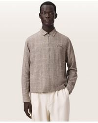AllSaints - Keal Linen Blend Embroidered Check Jacket - Lyst