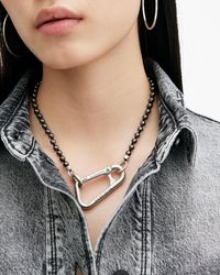 AllSaints - Pearl Bead Carabiner Necklace - Lyst