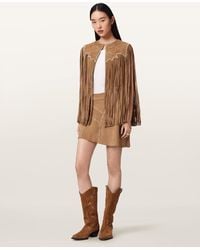 AllSaints - Carter Whipstitch Suede Tassel Gilet - Lyst