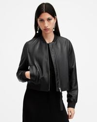 AllSaints - Orten Leather Bomber Jacket - Lyst