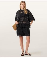 AllSaints - Amelie Mid Rise Relaxed Lace Shorts - Lyst