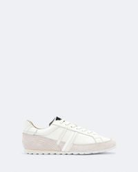 AllSaints - Liam Leather And Suede Low-Top Sneakers - Lyst