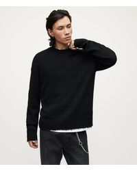 AllSaints Breton Crew Sweater in White 