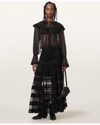AllSaints - Maggie Tiered Lace Maxi Skirt - Lyst