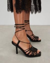 AllSaints - Dina Leather Rope Strappy Heeled Sandals, - Lyst