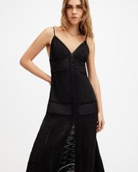 AllSaints - Dahlia Embroidered Broderie Maxi Dress, - Lyst