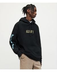 AllSaints Men's Check Up Pullover Hoodie - Black