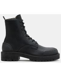 AllSaints - Mudfox Lace Up Chunky Leather Boots - Lyst