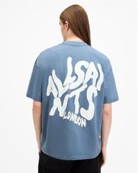 AllSaints - Orlando Logo Print Oversized T-Shirt,, Damson - Lyst