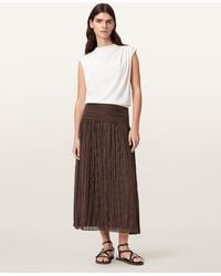 AllSaints - Asal Asymmetric Ruched Maxi Skirt - Lyst