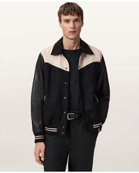 AllSaints - Endleton Leather Bomber Jacket - Lyst