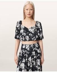 AllSaints - Levy Floral Cropped Top - Lyst