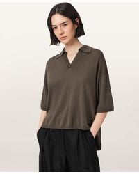 AllSaints - Bern Short Sleeve Woven Wool Polo - Lyst