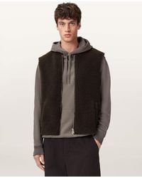 AllSaints - Otis Sherpa Boxy Vest - Lyst