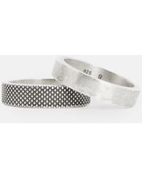 AllSaints - Mars Textured Sterling Silver Ring Set, - Lyst