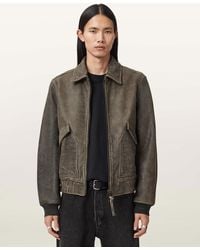 AllSaints - Marland Aviator Leather Jacket - Lyst