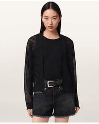 AllSaints - Misha Long Sleeved Cropped Cardigan - Lyst