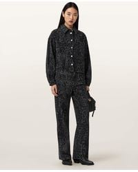 AllSaints - Blake Wide Leg Leopard Print Jeans - Lyst