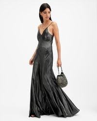 AllSaints - Lili Tanana Printed Maxi Dress,, Metallic - Lyst